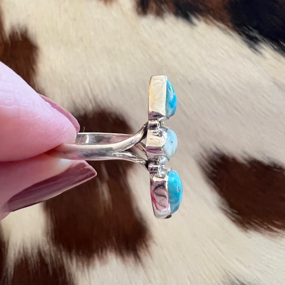 ❤️Bluebird & Paloma Turquoise Navajo Style Artisan 925 Southwestern Ring Sz 8.75 - Picture 5 of 16